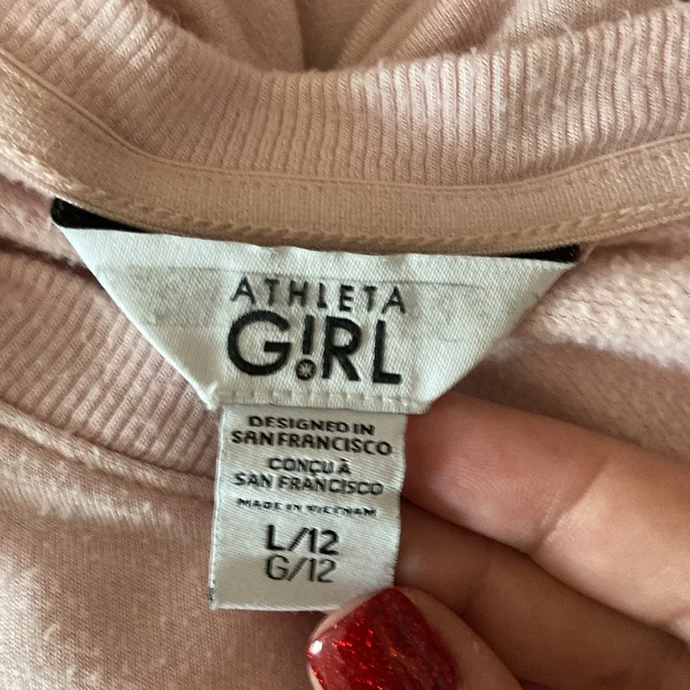 Athleta Girl pink sweater girls large angelic Softgirl activewear workout gym